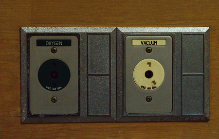 medical equipment vacuum and oxygen gas in hospitalの写真素材