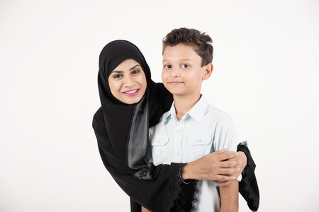 Arab family on white backgroundの写真素材