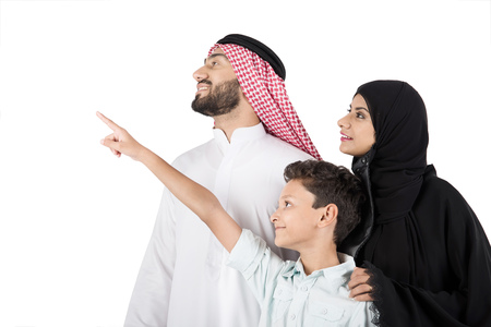 Arab family on white backgroundの写真素材