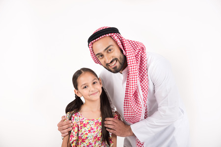 Arab father with his daughterの写真素材