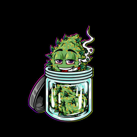 nug smoking joint from weed cannabis bud flower marijuana in jarのイラスト素材