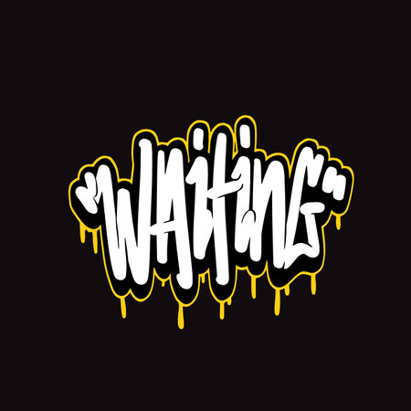 waiting word text street art graffiti tagging for clothing brandのイラスト素材