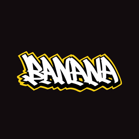 BANANA. Comic book style phrase on black background. Vector illustration.のイラスト素材