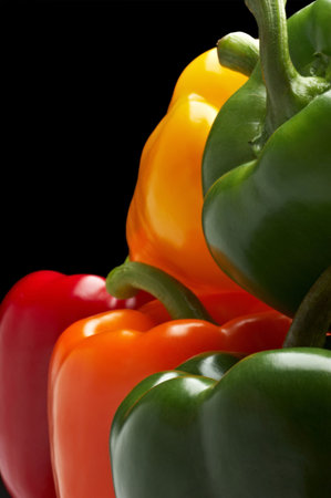 Vegetables - Peppers on black background