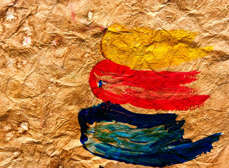 abstract color brush on Wrinkled old brown paper texture