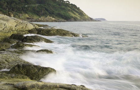 Beach wave and rockの写真素材