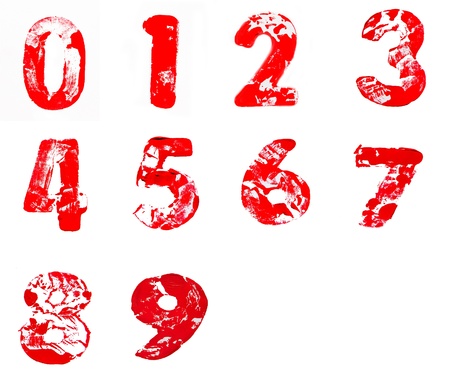 Number 1-9 Water color の写真素材