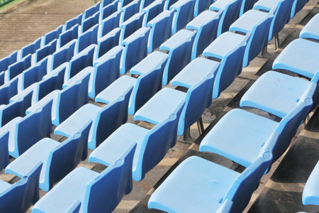 Old blue plastic old stadium seats