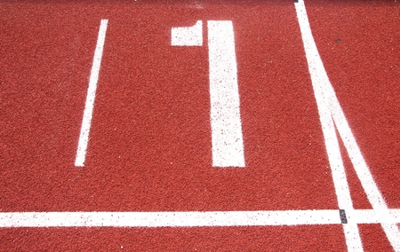 Number 1 on the start of a running track の写真素材