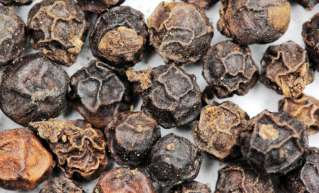 Black pepper corns macro shot