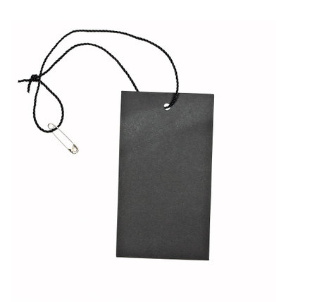 Empty black paper tag isolated on white background 