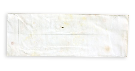 back of an old grunge envelope letter on white background2の写真素材