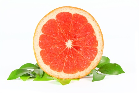 Half of grapefruit on white backgroundの写真素材