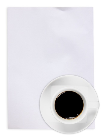 White paper with black coffee の写真素材
