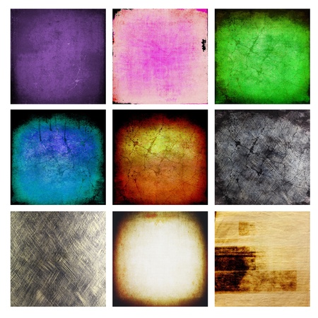 Set of 9 Grunge wall use for backgroundの写真素材