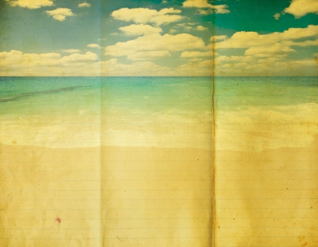 Retro beach with grunge paper lineの写真素材