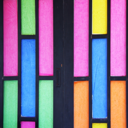 Multicolor paper on slide doors for backgroundの写真素材