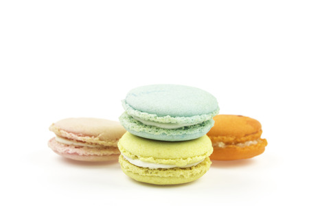 French macaroons .Dessert on white backgroundの写真素材