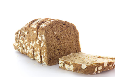 whole grain bread isolated on white background