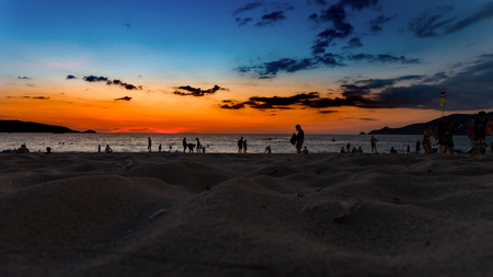 Sunset in Patong beach, Phuket South of Thailandの写真素材