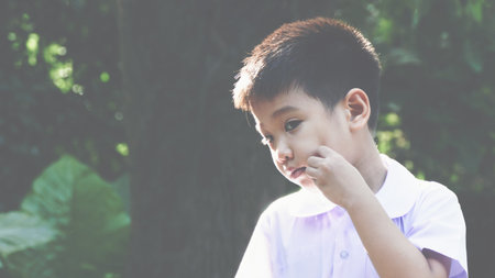 Potrait of Asian boy in natral light, use filler image