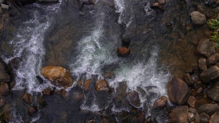 Beautiful aerial view of forest and river in South of Thailandの写真素材
