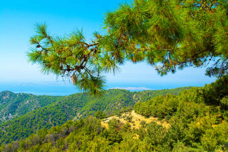 Beautiful Mediterranean landscape of the coast of Rhodes island, Greeceの写真素材
