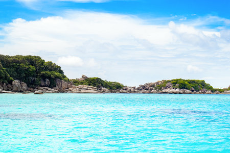 The rocky shore of the Similan Islands in Thailand - most famous islands with paradise views and snorkeling and diving spotsの写真素材