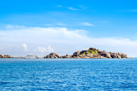 Beautiful panoramic tropical landscape of the Similan Islands in Thailand - most famous islands with paradise views and snorkeling and diving spotsの写真素材