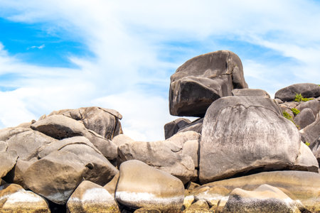 The rocky shore of the Similan Islands in Thailand - most famous islands with paradise views and snorkeling and diving spotsの写真素材