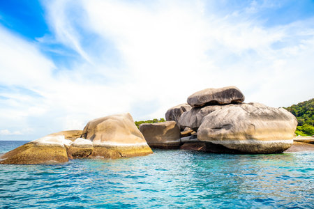 Beautiful landscape of the rocky beach on the Similan Islands in Thailand - most famous islands with paradise views and snorkeling and diving spotsの写真素材