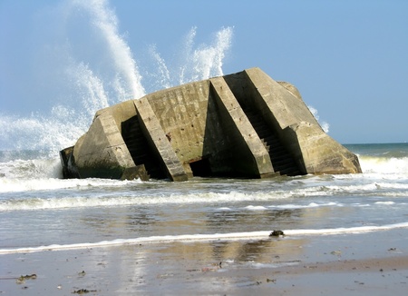 Bomb shelter fallen in the Atlantic Oceanの写真素材