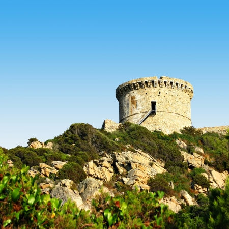 Campomoro genoese tower of Corsicaの写真素材