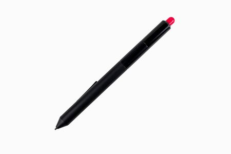 A black red pen mouse, digital pen isolated on a white background.の写真素材