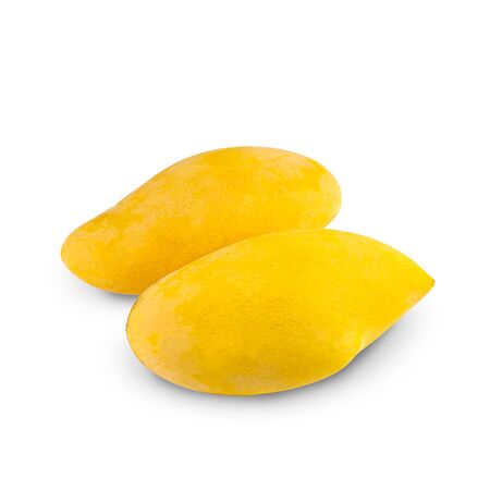 Two ripe mango on white isolated background, with clipping paths.の写真素材