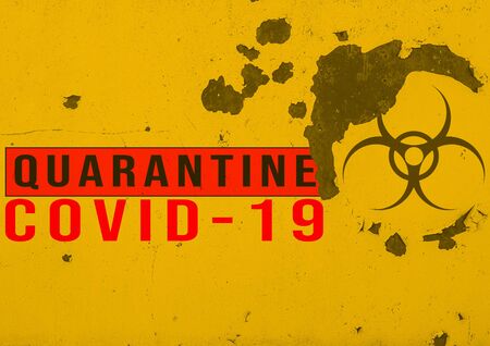 Corona virus or Covid-19 virus alert warning sign, grungy style.の写真素材