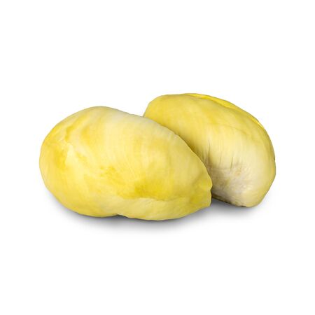 Two pieces of durian isolated on white background. with clipping paths.の写真素材