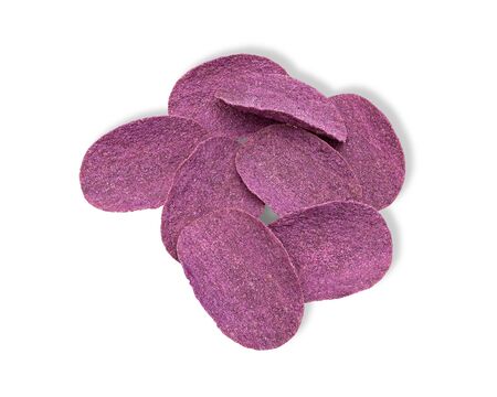 Purple Sweet Potato Chips isolated on white background. with clipping paths.の写真素材