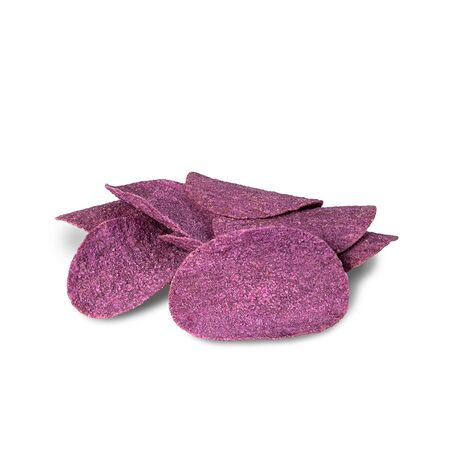 Purple Sweet Potato Chips isolated on white background. with clipping paths.の写真素材