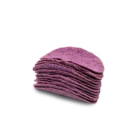 Purple Sweet Potato Chips isolated on white background. with clipping paths.の写真素材