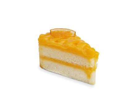 Orange cake isolated on white background. with clipping paths.の写真素材