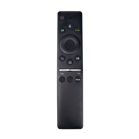 A modern TV remote control isolated on white background. Top view. with clipping paths.の写真素材