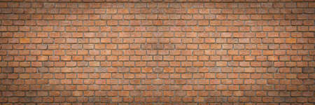 Red brick wall background, wide panorama of masonry Loft wall for coffee shop.の写真素材