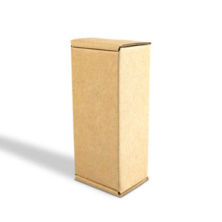 Cardboard brown box or Kraft package box isolated on a white background.の写真素材