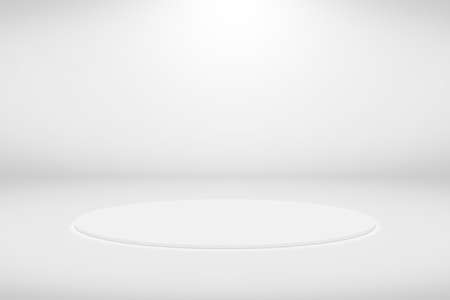 Blank simple white podium on white background. Illustration. Minimal concept.の写真素材