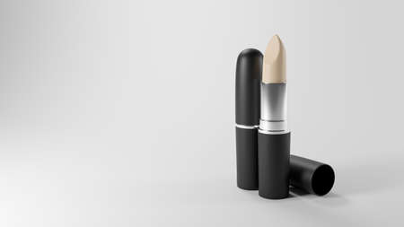 lipstick mockup, cosmetic package design on white backgroundin 3d illustration.の写真素材