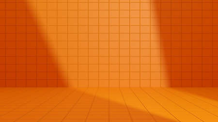 3D rendering orange ceramic tile background in a room with light.の写真素材