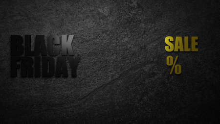 Black Friday sale modern 3d on black wall texture rough background dark stone wall or grunge background with black. 3d rendering. Black and gold color.の写真素材