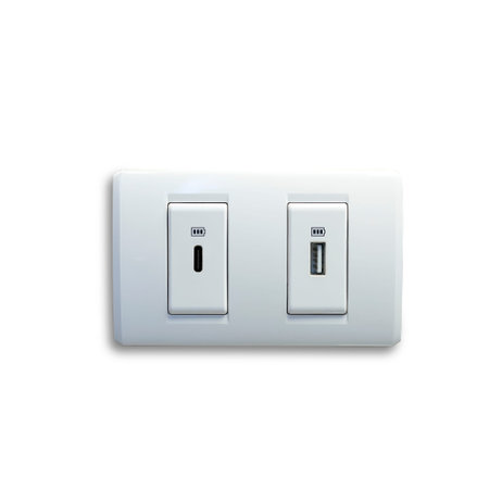New wall outlet with two sockets USB type A and C included. For convenience, the mobile charger or...