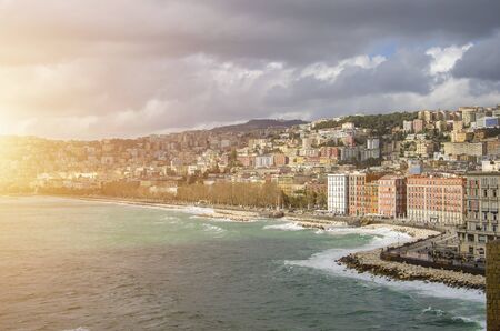 Cascade of buildings. Naples. Toned imageのeditorial素材